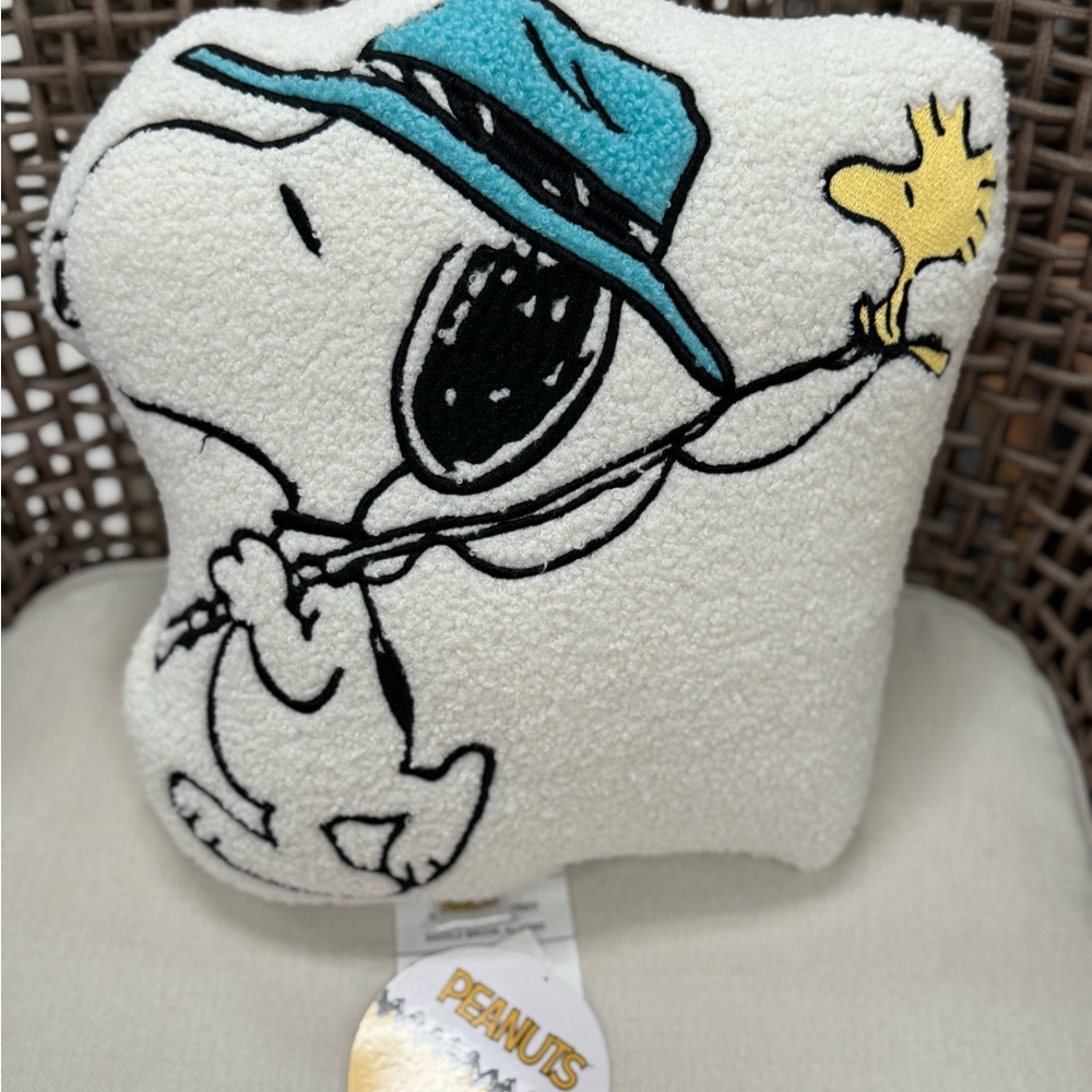 Peanuts Snoopy White and Blue Cartoon Pillow